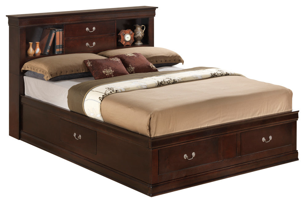Barton Storage Bed, Cappuccino, Queen