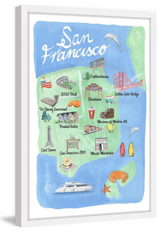 "San Francisco Site Map" Framed Painting Print, 16x24