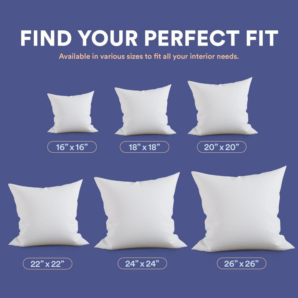 Decorative Throw Pillow Insert - Fluffy Euro Cushion Insert for bed or Couch, White, 20x20 Inch - 1 Pack, 10% Down, 90% Feather