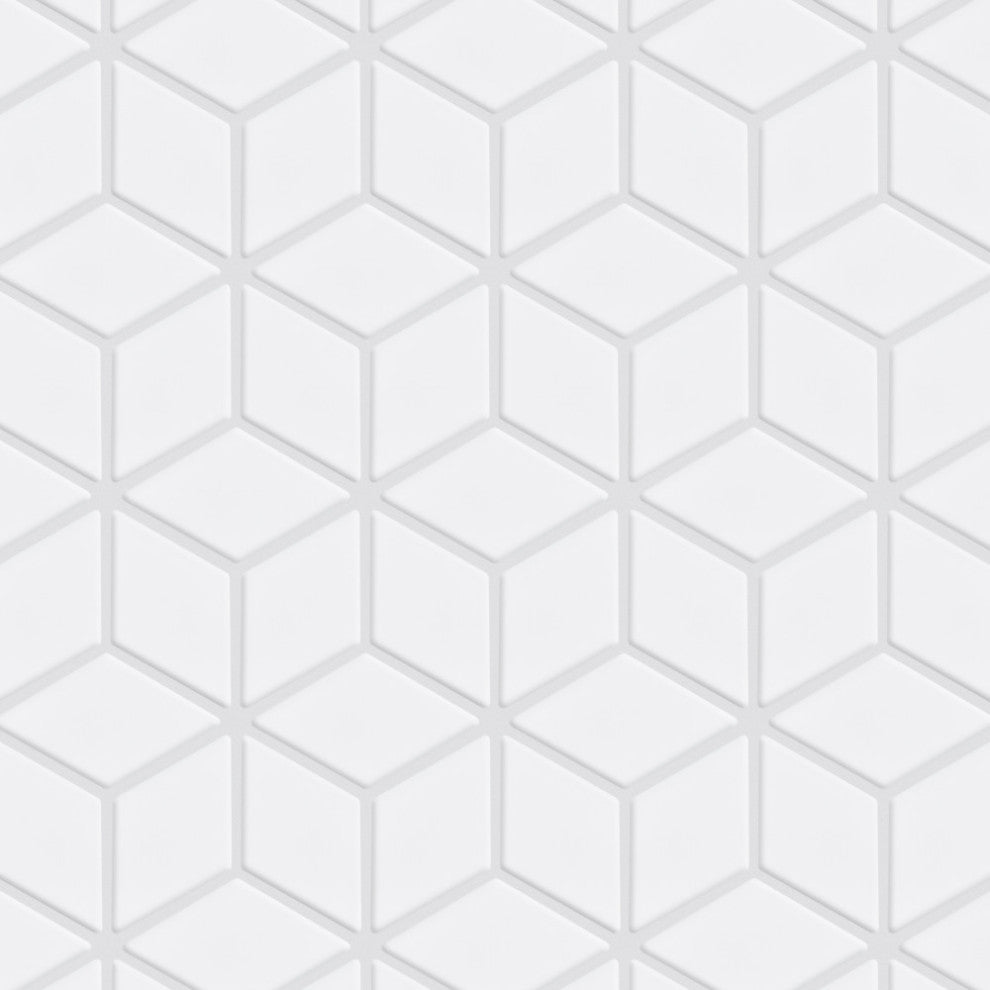 Hudson Rhombus Matte White Porcelain Floor and Wall Tile