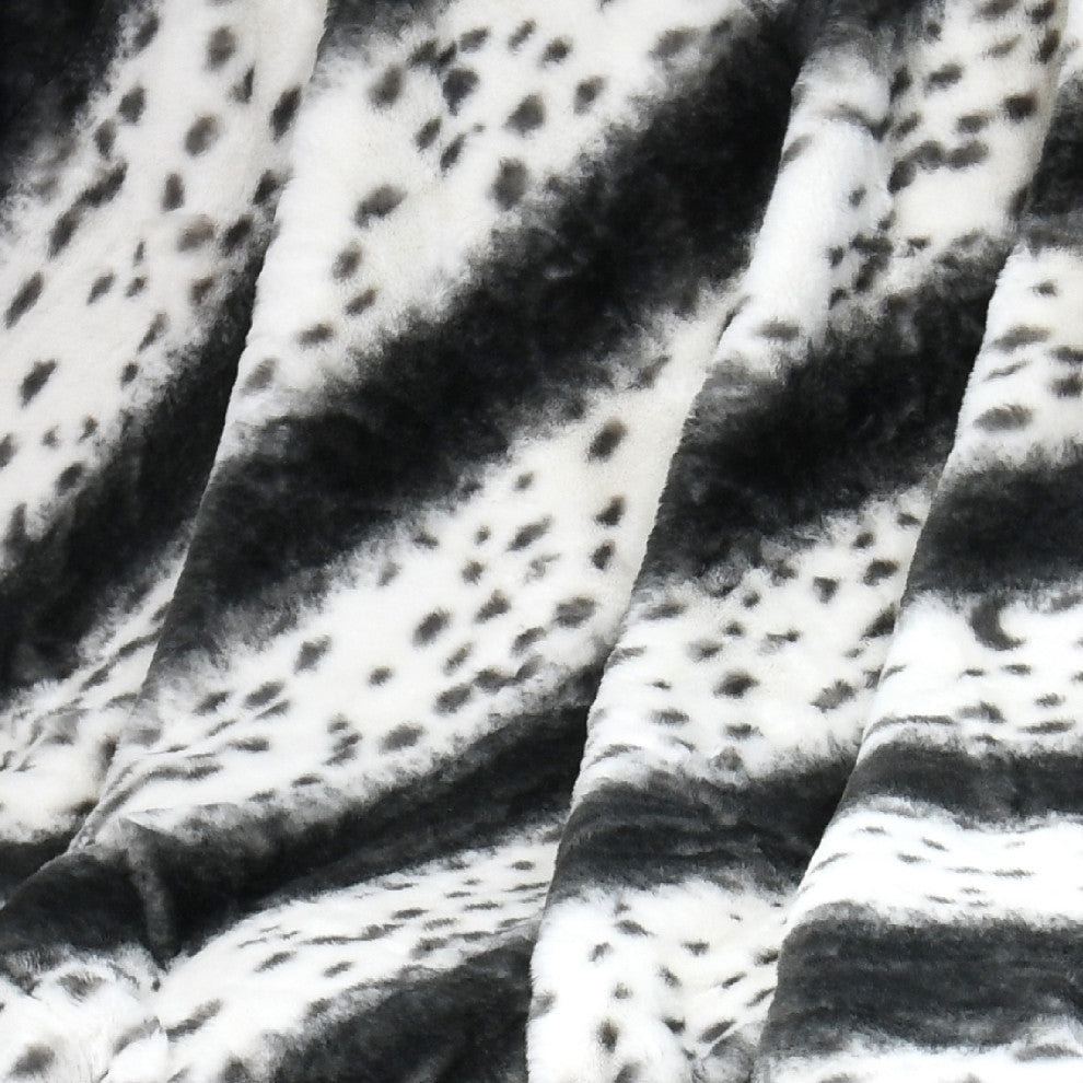 Elite Faux Fur Throw Blanket With Sherpa Backing, Citraka Black, 50" X 60"