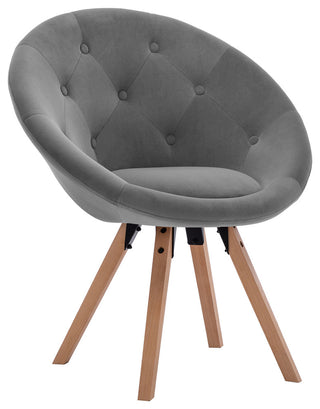 Button Tufting Splayed Wood Legs Accent Chair, Light Grey