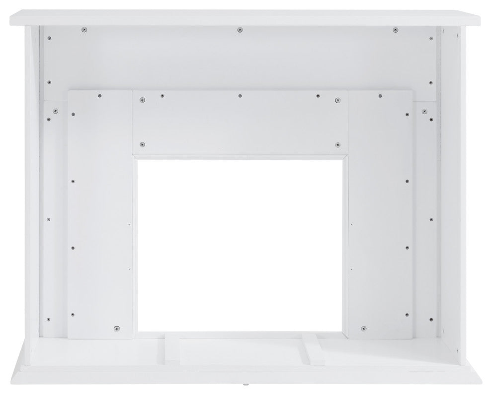 Hanston Tiled Marble Fireplace, White and Gray
