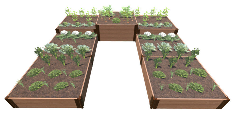 Classic Sienna Walk-In U-Shape' 12'x12'x22" Terrace Garden Raised Bed