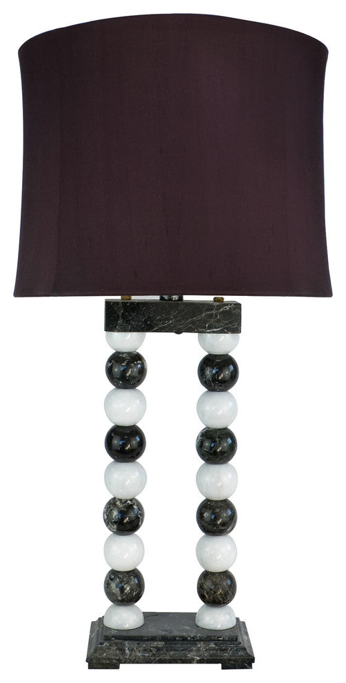 29" Tall Marble Table Lamp "Marvin", Black & White