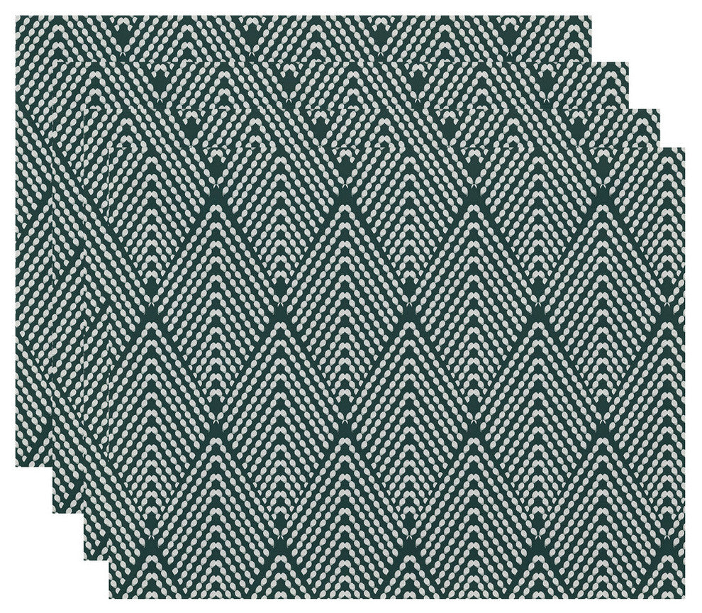 Lifeflor, Geometric Print Placemat, Green (Set of 4), 18 x 14"