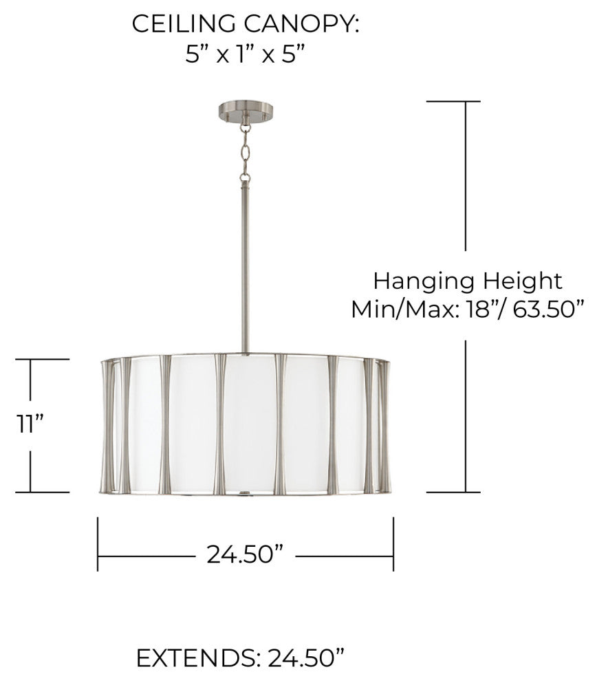 Capital Lighting 344641 Bodie 4 Light 25"W Drum Chandelier - Matte Black