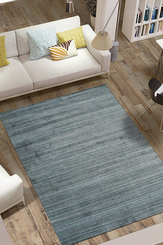 Handloomed Wool Blue Contemporary Transitional Super Grass Rug, 10' X 14'
