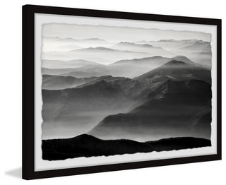"Foggy Mountain Range" Framed Painting Print, 30x20