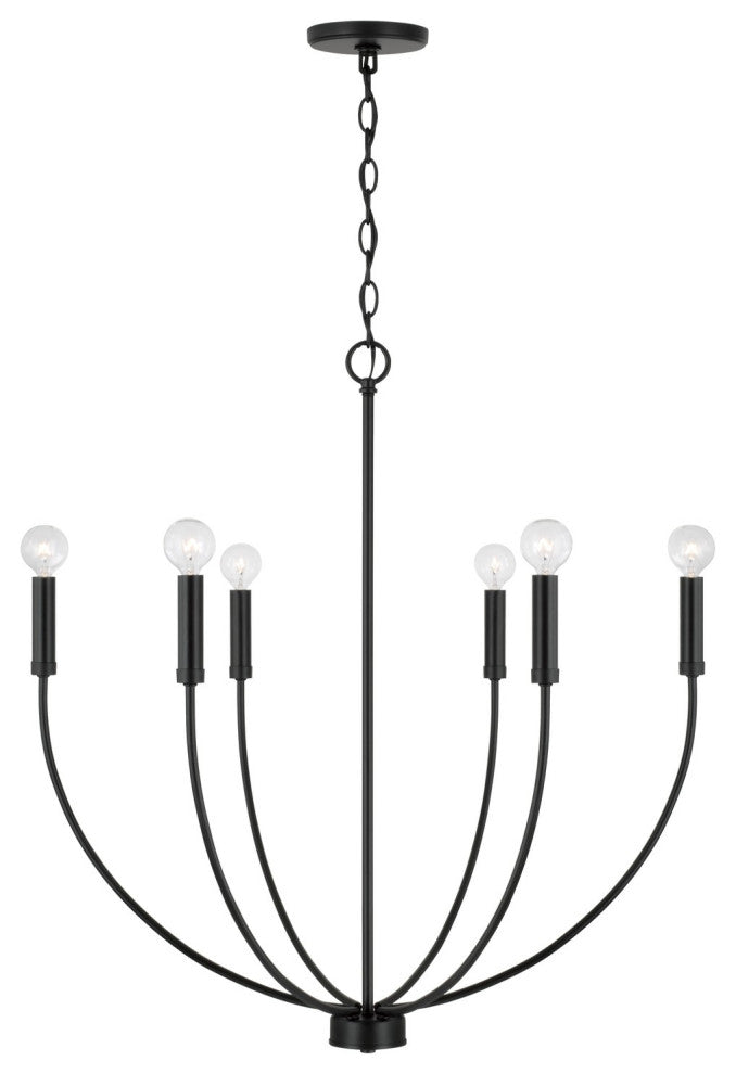 Ansley Six Light Chandelier in Matte Black