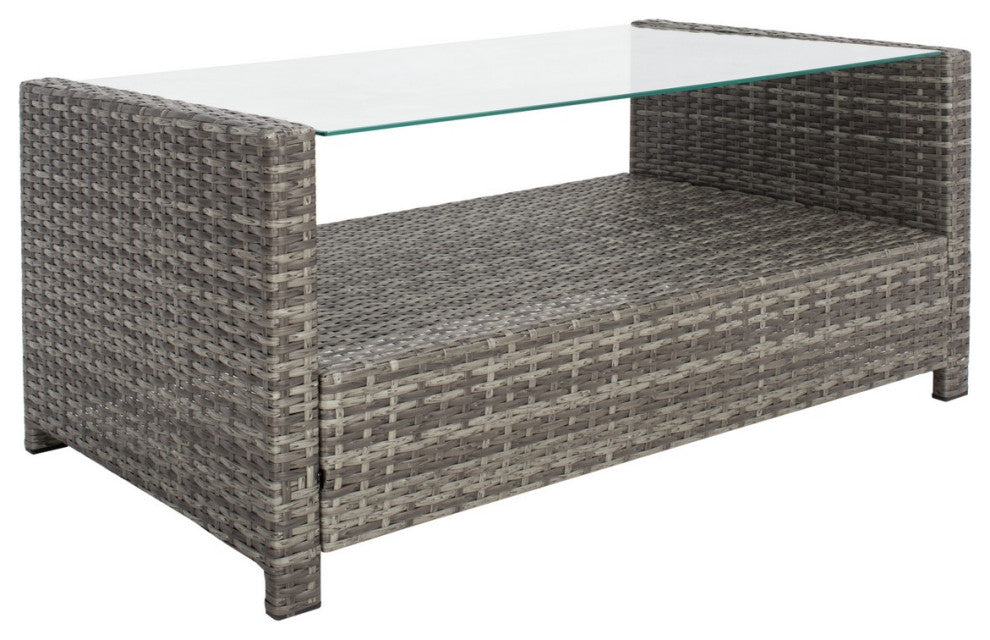 Safavieh Outdoor Vellor 4 Piece Living Set Grey Brown/White