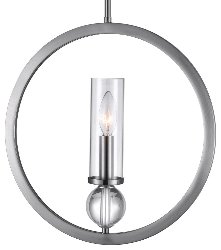 Elton 1 Light Pendant With Satin Nickel Finish