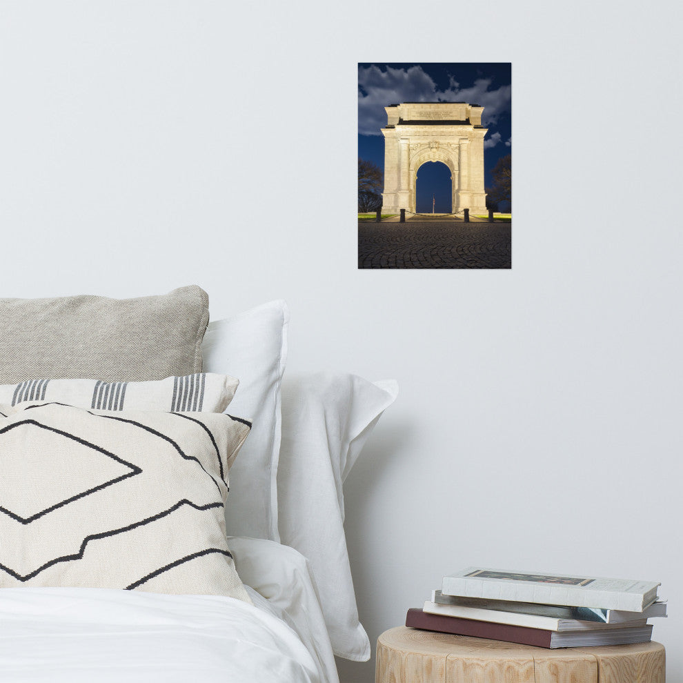 Night Photo at Valley Forge Arch Night Photo Unframed Wall Art Print, 12" X 16"