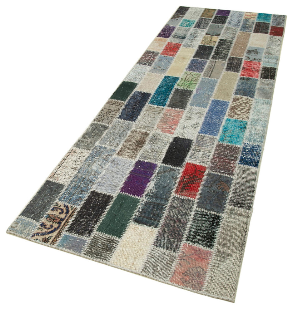 Rug N Carpet - Handmade Turkish 3' 1" x 9' 11" Unique Patchwork Runner Rug