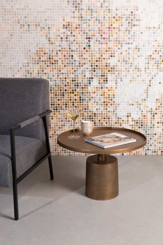 Antique Gold Pedestal Coffee Table | DF Mason