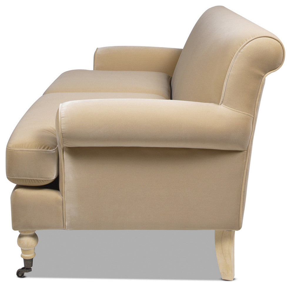 Alana Lawson Modern Farmhouse Tight Back Sofa, Fawn Brown Performance Velvet