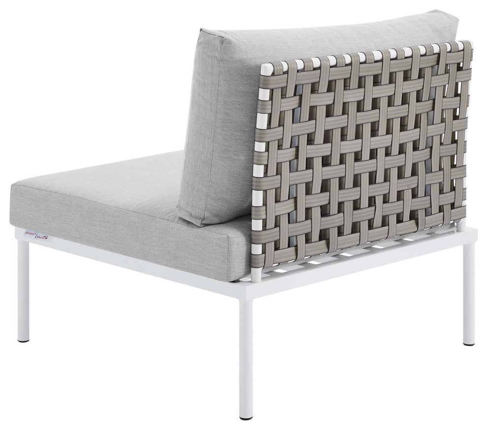 Lounge Sectional Sofa Chair Table Set, Sunbrella, Aluminum, Gray, Outdoor