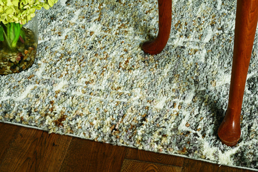 HomeRoots 5' x 8' Mocha Geometric Abstract Trellis Indoor Area Rug With Fringe