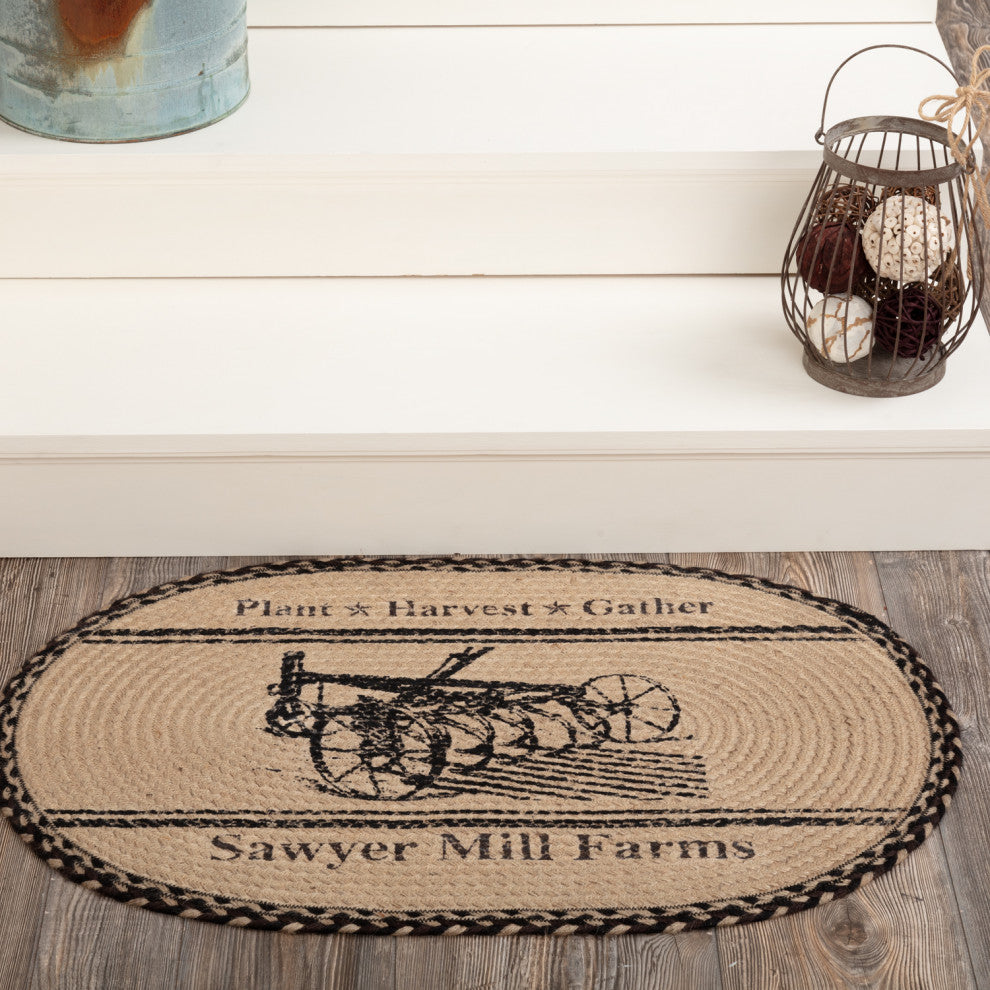 Sawyer Mill Charcoal Plow Jute Rug Oval, 20x30