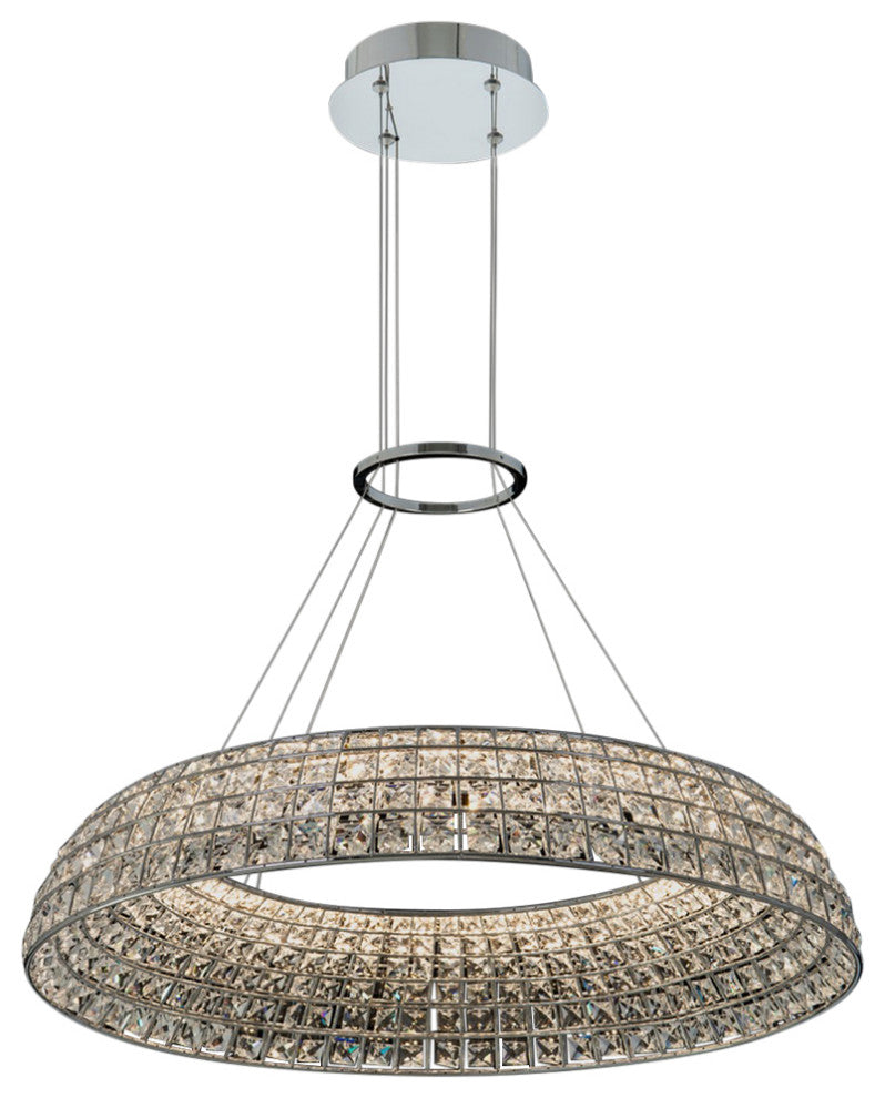 1 Light Contemporary Large Pendant by Allegri, Chrome, 5"