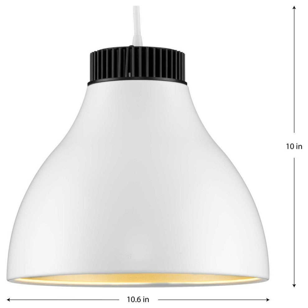 Radian LED Collection 10.6" 1-Light Satin White Satin Gold LED Pendant
