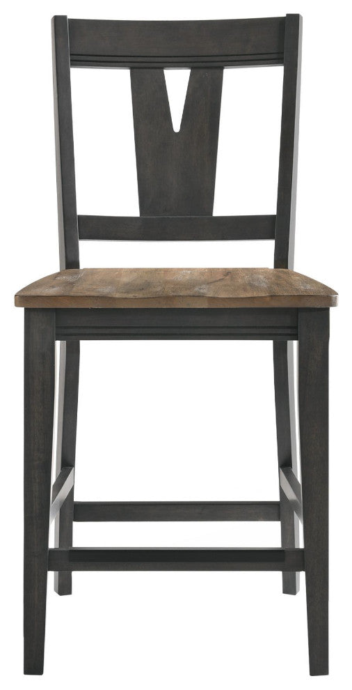 Harper Counter Stool With Splat Back, Brushed Brown and Pecan, Set of 2