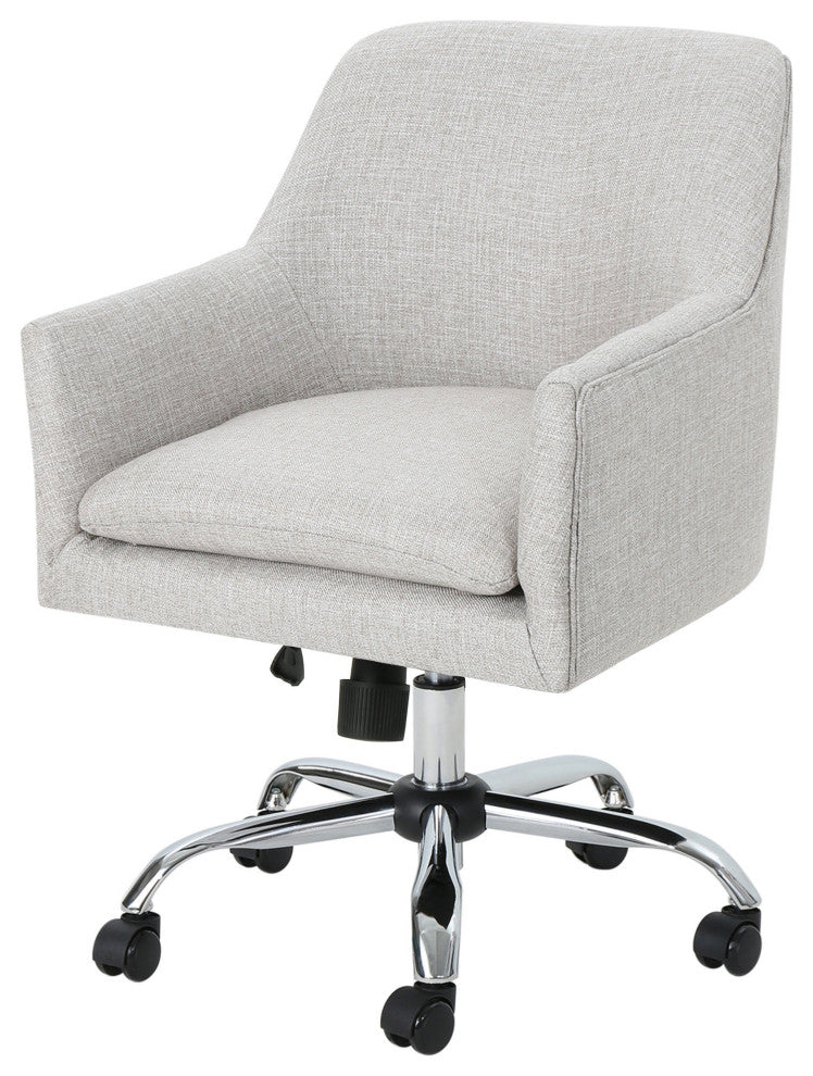 GDF Studio Morgan Mid Century Modern Fabric Home Office Chair With Chrome Base, Beige