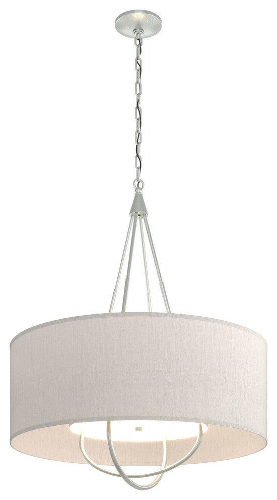 Loop Pendant, Vintage Platinum Finish, Vintage Platinum Accents, Flax Shade