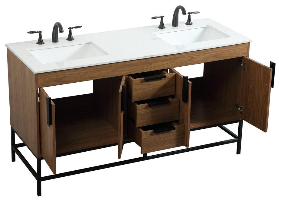 Home Living 22" Modern Walnut Brown-Light Bathroom Vanity