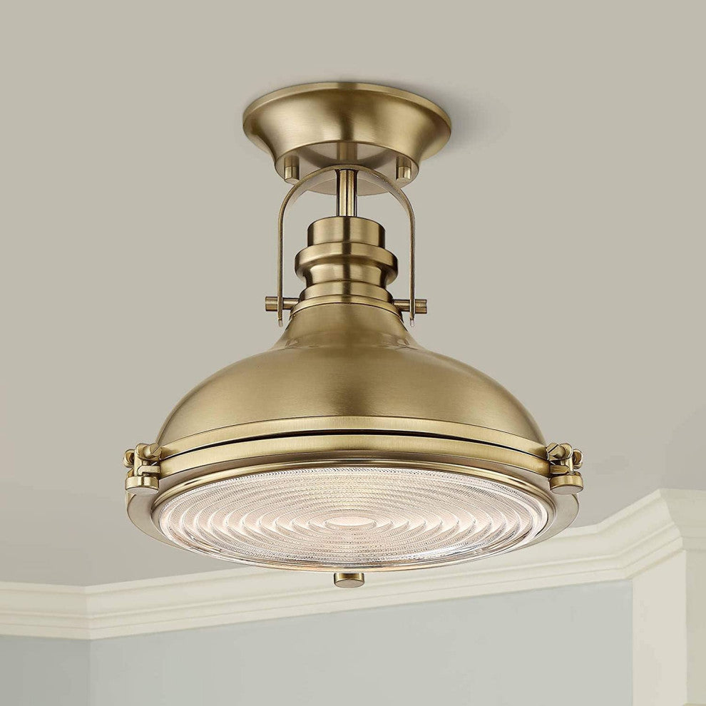 Industrial Ceiling Light Dome Antique Glass Semi Flush Mount Ceiling Lamp