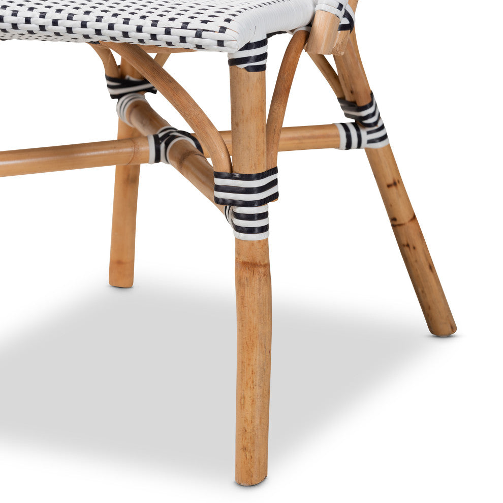 Genica Black and White Waeving and Natural Brown Rattan 5-Piece Dining Chair Set