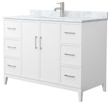 Elan 48" Single Vanity, White, White Carrara Marble Top, Nickel Trim
