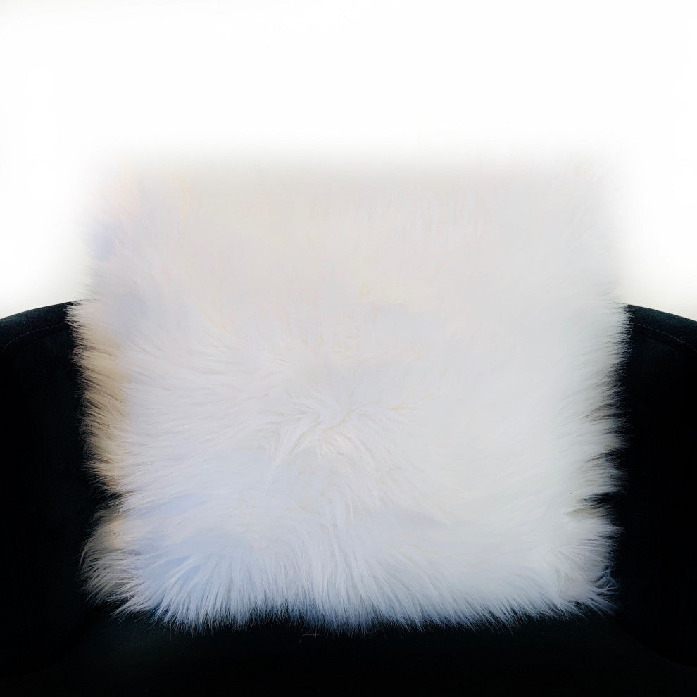 Plutus Off White Animal Faux Fur Luxury Throw Pillow, 22"x22"