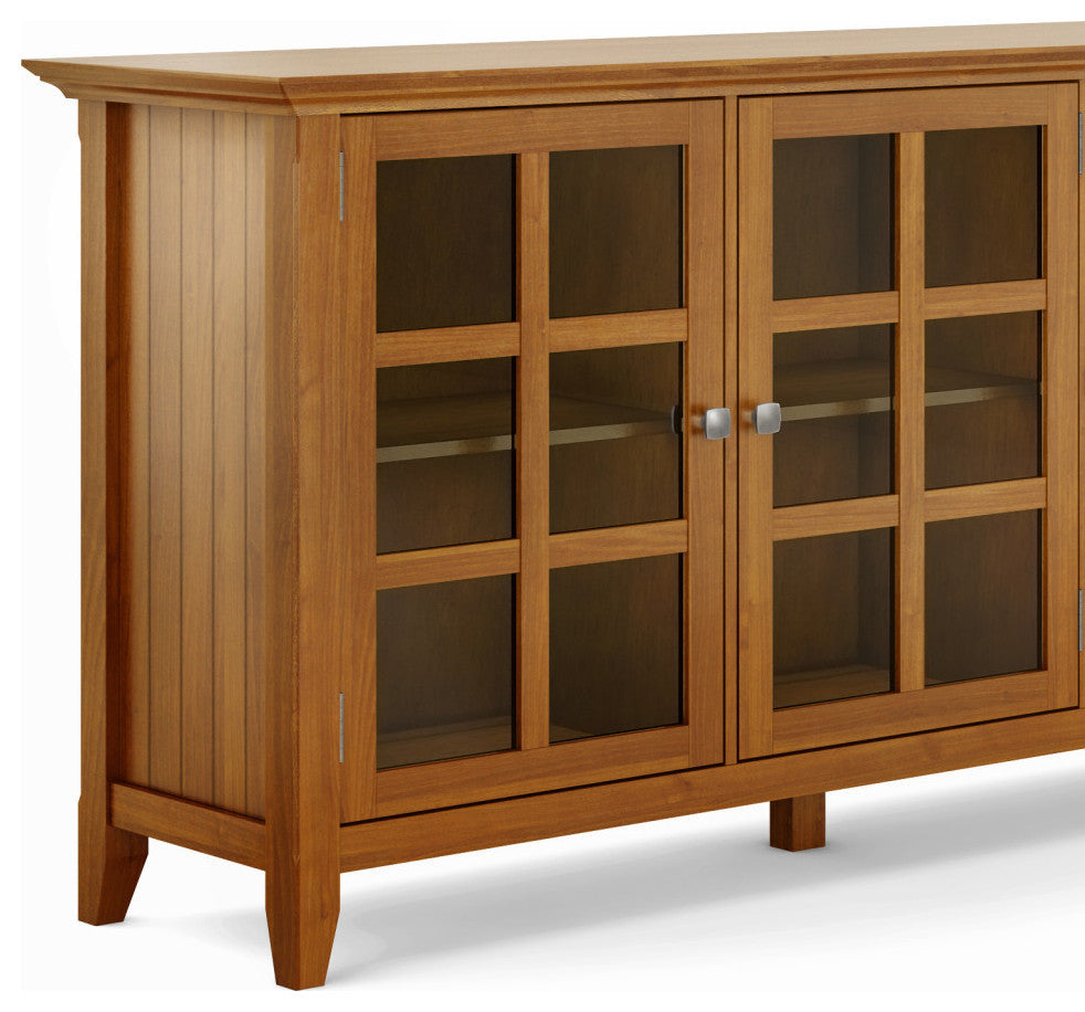 Acadian Solid Wood Wide Storage Cabinet, Light Golden Brown