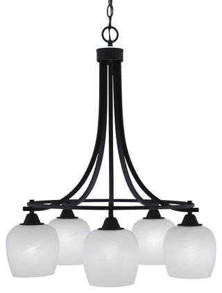 Paramount 5-Light Chandelier, Matte Black, 6" White Marble Glass