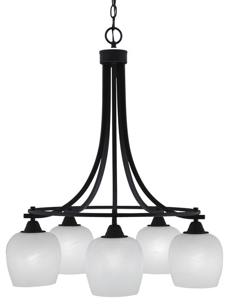 Paramount 5-Light Chandelier, Matte Black, 6" White Marble Glass