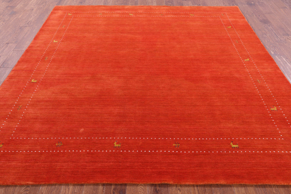 8' Square Hand Knotted Persian Gabbeh Wool Rug - Q15102