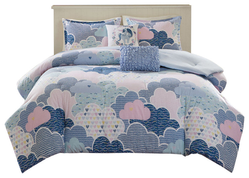 Kids Cotton Comforter/Duvet Cover/Coverlet Set, Blue, Twin, Duvet Cover