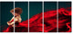 "Woman in Flying Red Dress" Portrait Digital Art Canvas Print, 5 Panels
