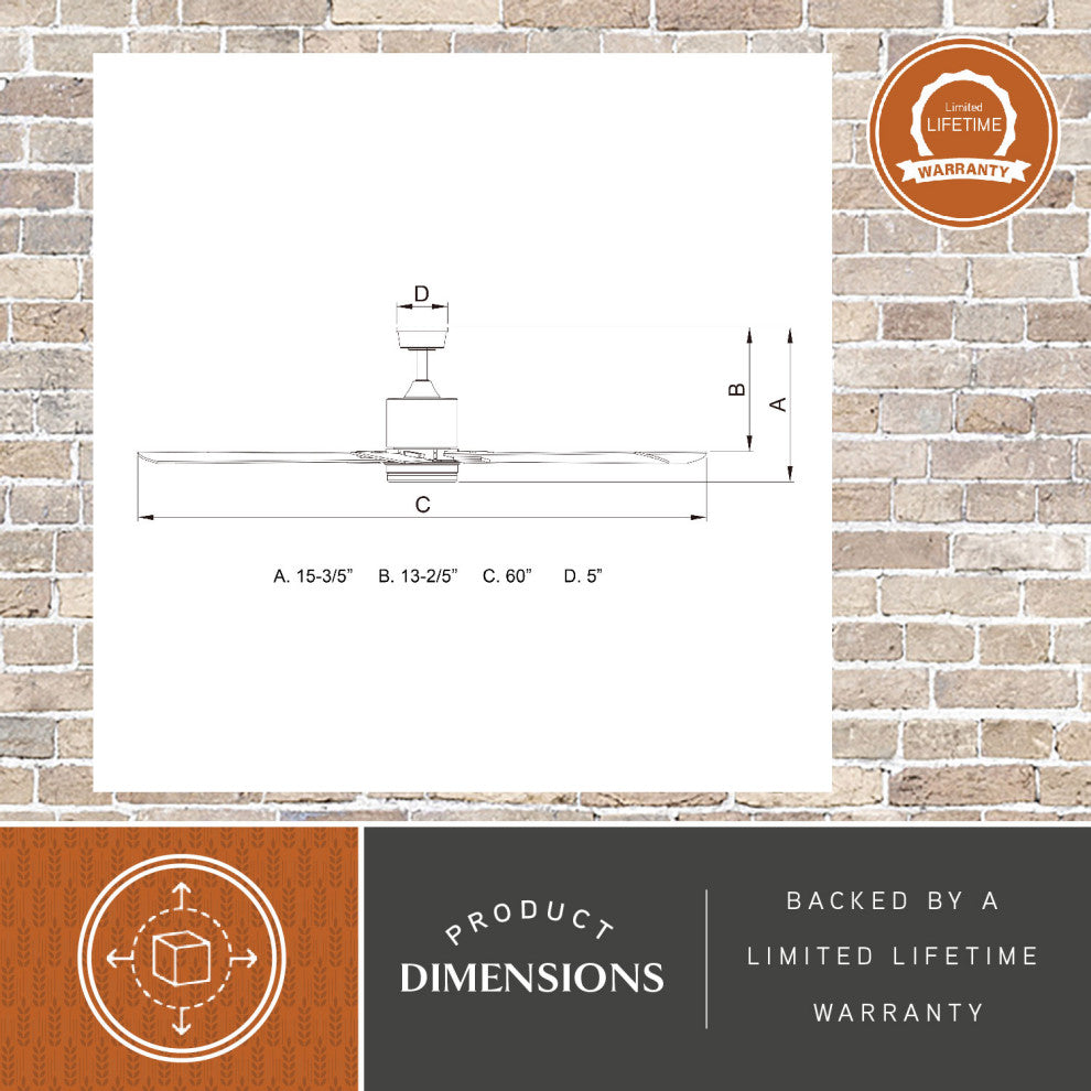 Wheelock 60" Ceiling Fan, Satin Nickel