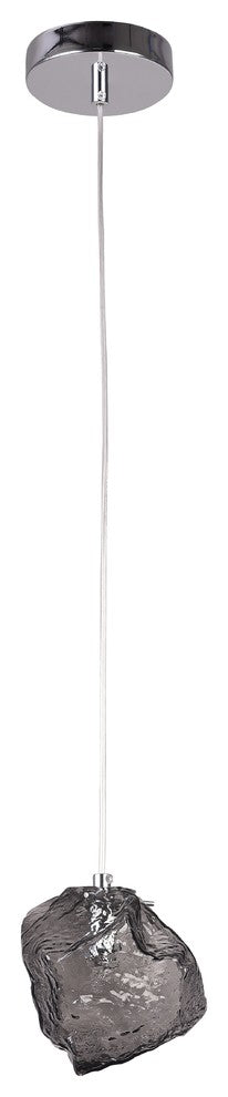 Distorted Glass Single Pendant Light Fixture, Smoke