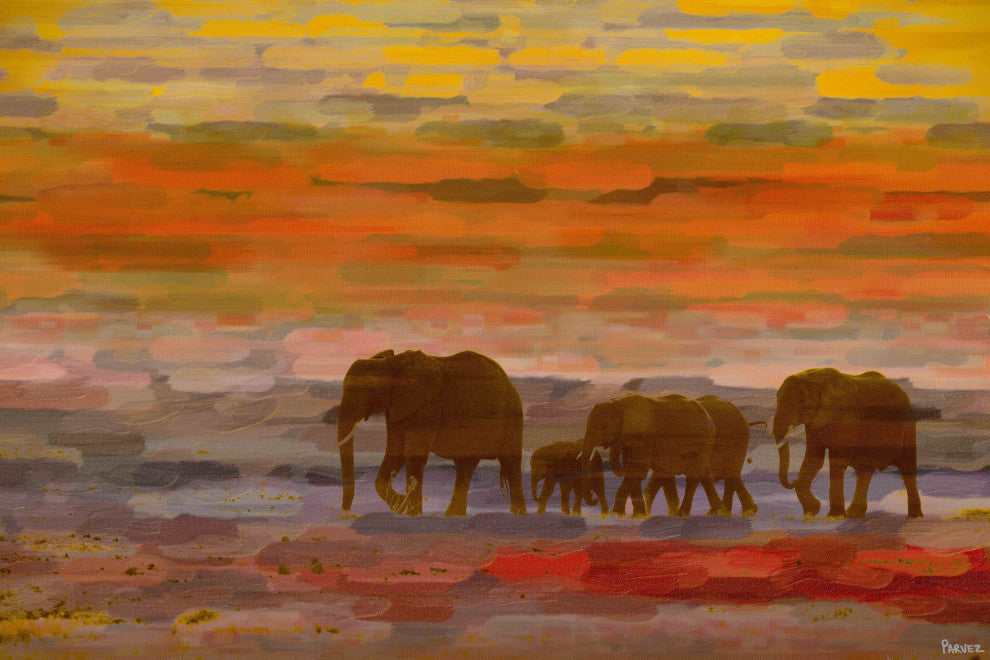 "Herd Walking" Print on Canvas, 24"x16"