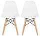 Kids Size Plastic Toddler Chairs with Natural Wooden Dowel Legs, Set of 2, White