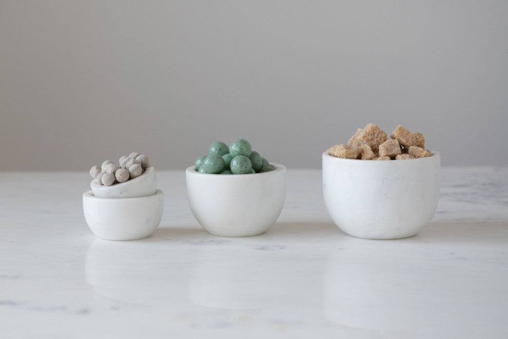 White Marble Bowls, 4-Piece Set