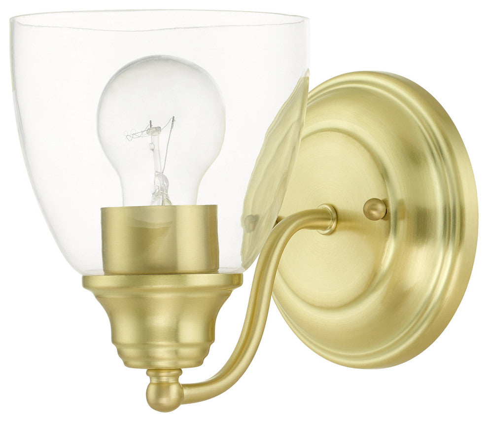 Satin Brass Transitional, Colonial, Vanity Sconce