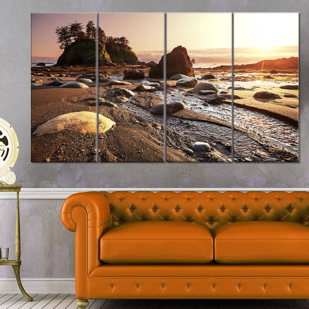 Olympic National Park Coast, Large Seashore Canvas Print, 48"x28", 4 Panels