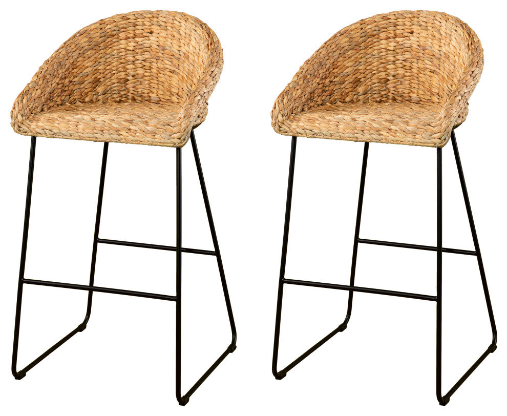 Fairford Water Hyacinth Bar Stools, Set of 2