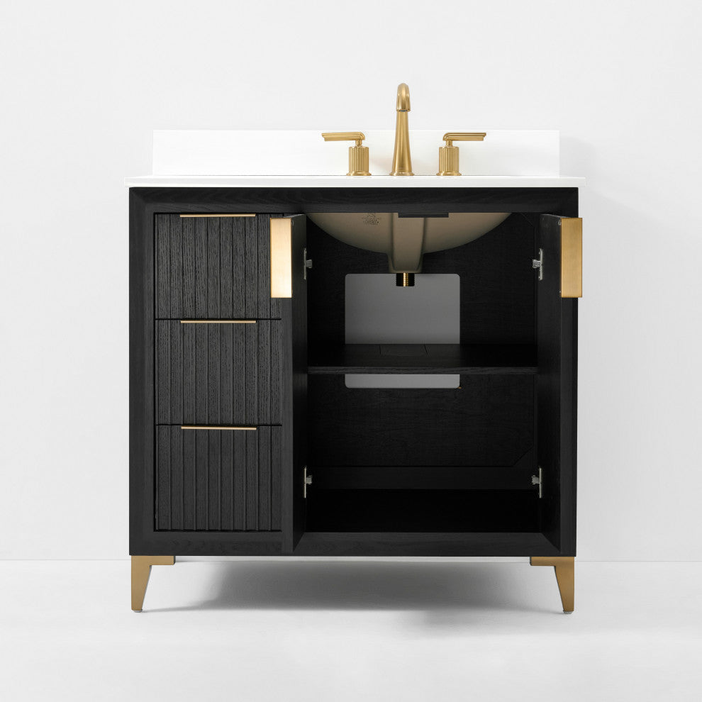 Turlington Bath Vanity Set, Black Oak, 36"