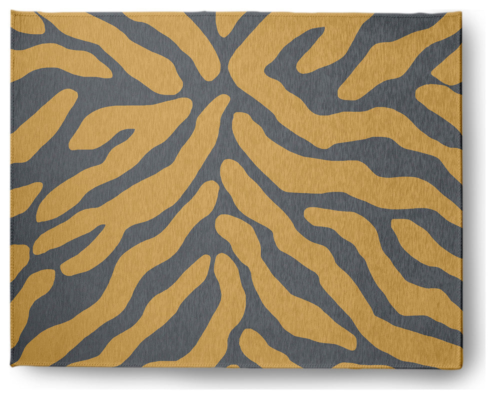 Animal Stripe Fall Design Chenille Area Rug, Gray, 8'x10'