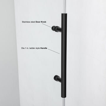 Villena Rectangle Single Sliding Frameless Shower Enclosure, Matte Black, 60"